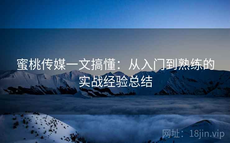 蜜桃传媒一文搞懂：从入门到熟练的实战经验总结