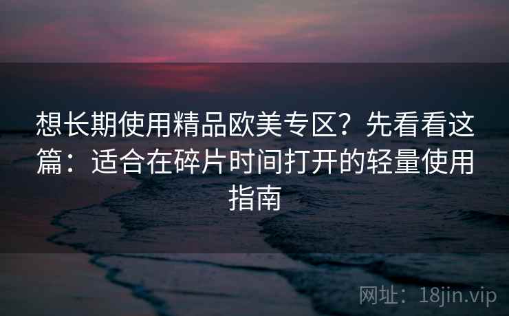 想长期使用精品欧美专区？先看看这篇：适合在碎片时间打开的轻量使用指南