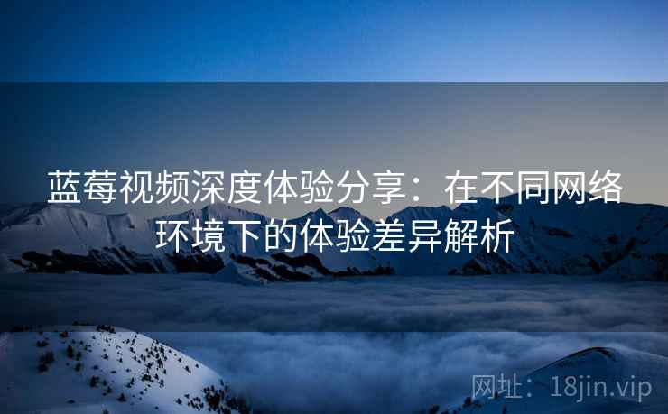 蓝莓视频深度体验分享：在不同网络环境下的体验差异解析